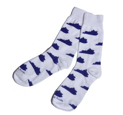 Barrel Down South - White and Blue Kentucky Socks