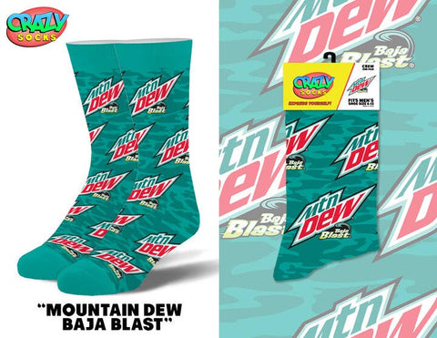 Crazy Socks - Mountain Dew Baja Blast - Mens Crew Folded