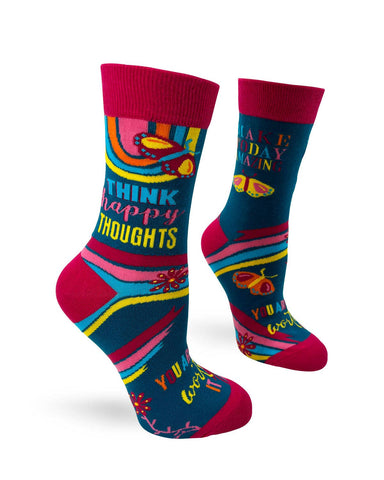 Fabdaz - Think Happy Thoughts Make Today Amazing Women's Crew Socks