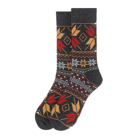 Men's Vintage Winter Snowflakes Pattern Novelty Socks