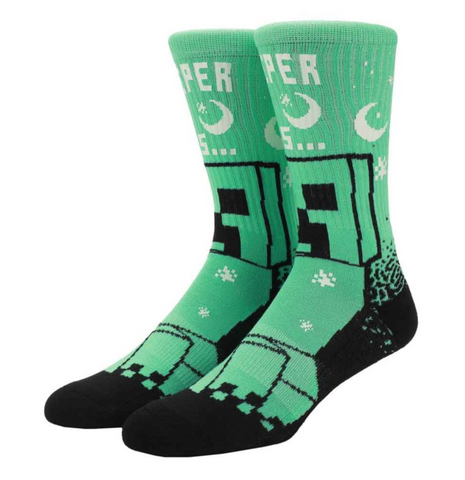 Minecraft Creeper Color Changing Adult Crew Sock