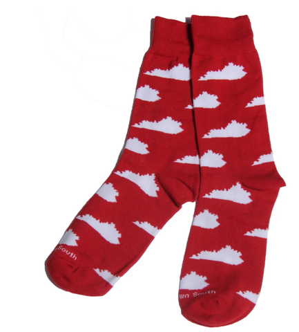 Red and White KY Letter Socks