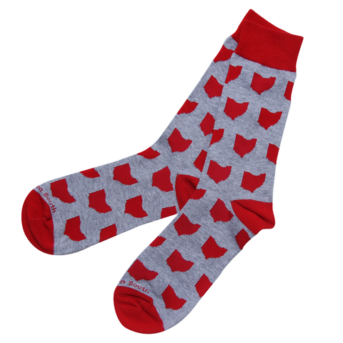 Grey/Red Ohio Socks